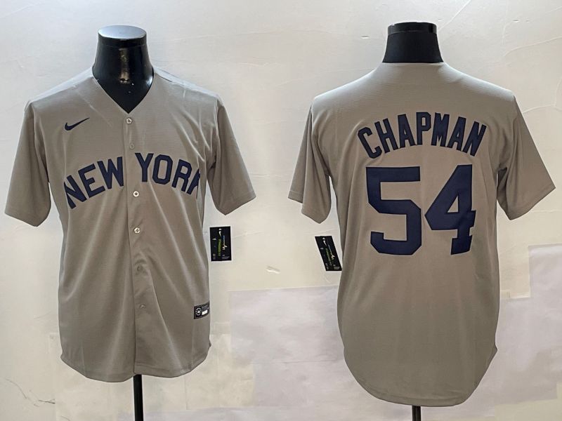 Men New York Yankees 54 Chapman Grey Game 2024 Nike MLB Jersey style 01083